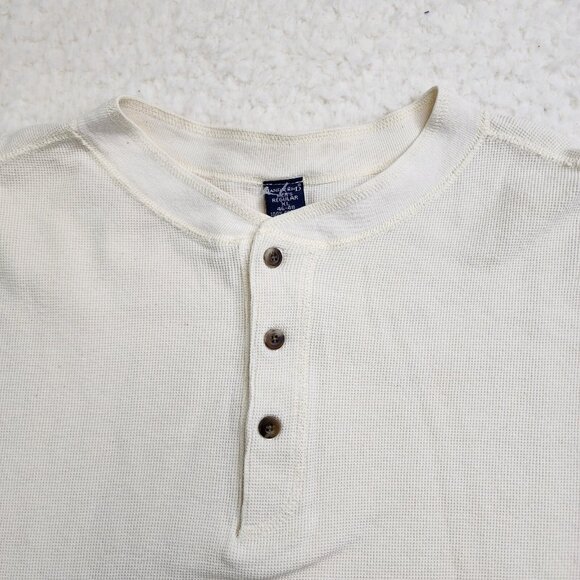Lands End Thermal Henley Dexter Kill Shirt XL Reg White Waffle Knit Base Layer - Picture 5 of 7